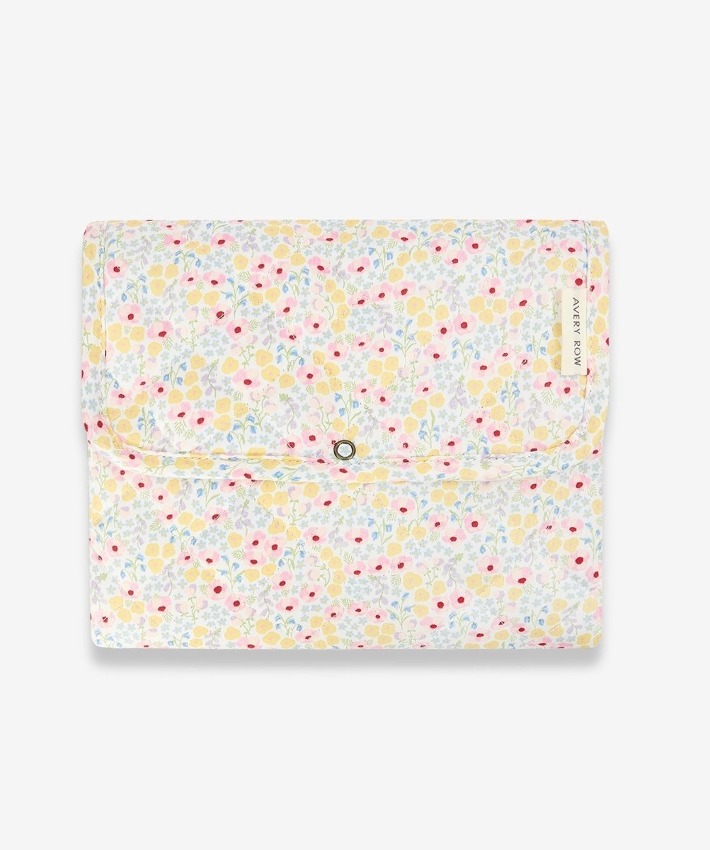 Cotton Travel Baby Changing Mat - Wildflower Garden – Changing Bags & Travel Changing Mats for children, available at Learning Bugs UK