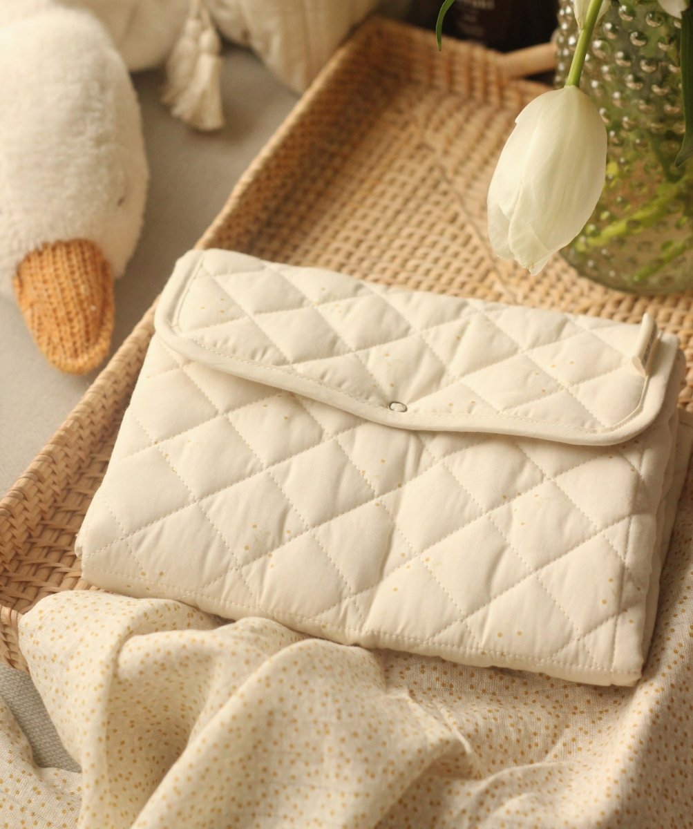 Cotton Travel Baby Changing Mat - Wild Chamomile – Changing Bags & Travel Changing Mats for children, available at Learning Bugs UK