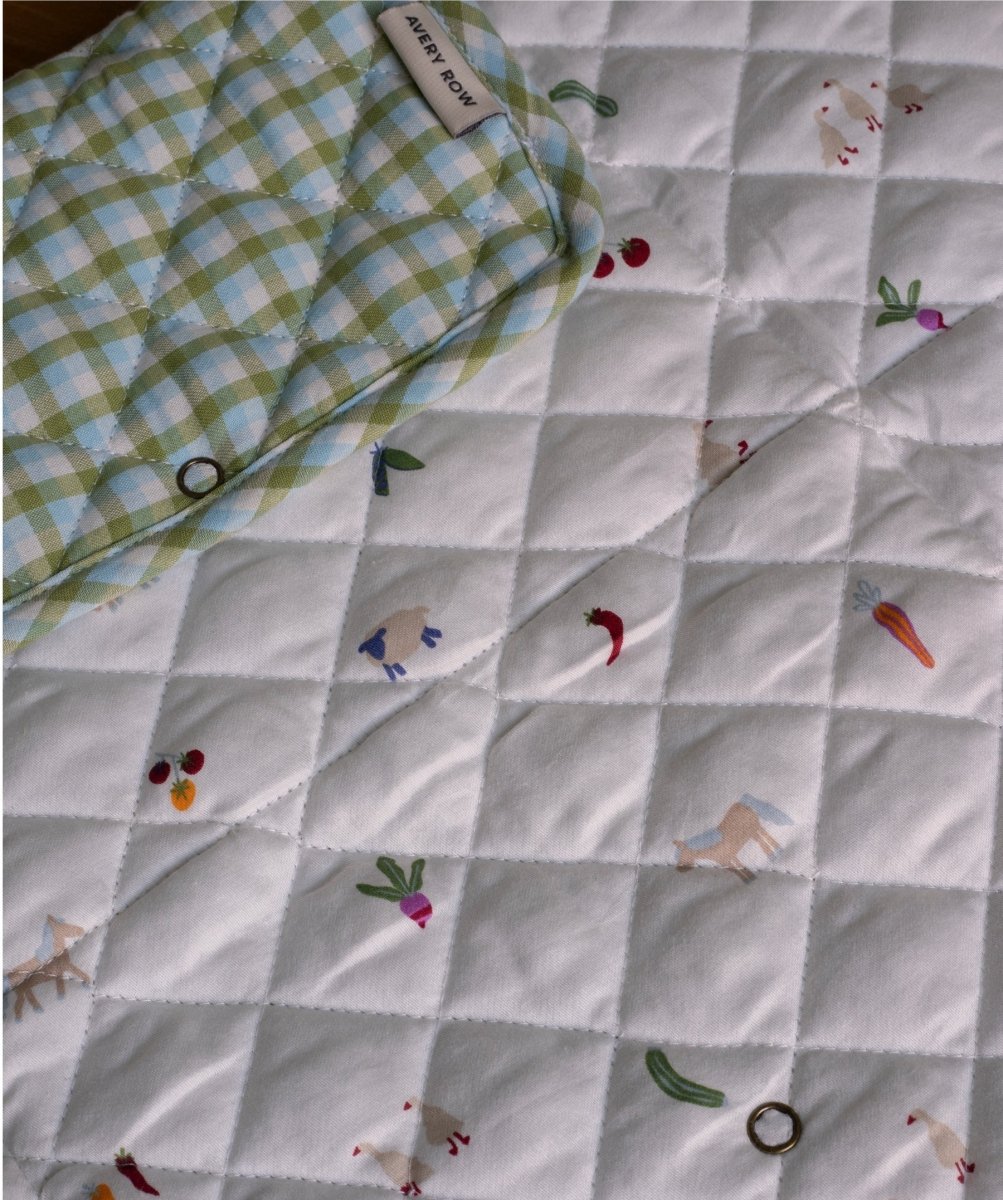 Cotton Travel Baby Changing Mat - Greenhouse Gingham – Changing Bags & Travel Changing Mats for children, available at Learning Bugs UK