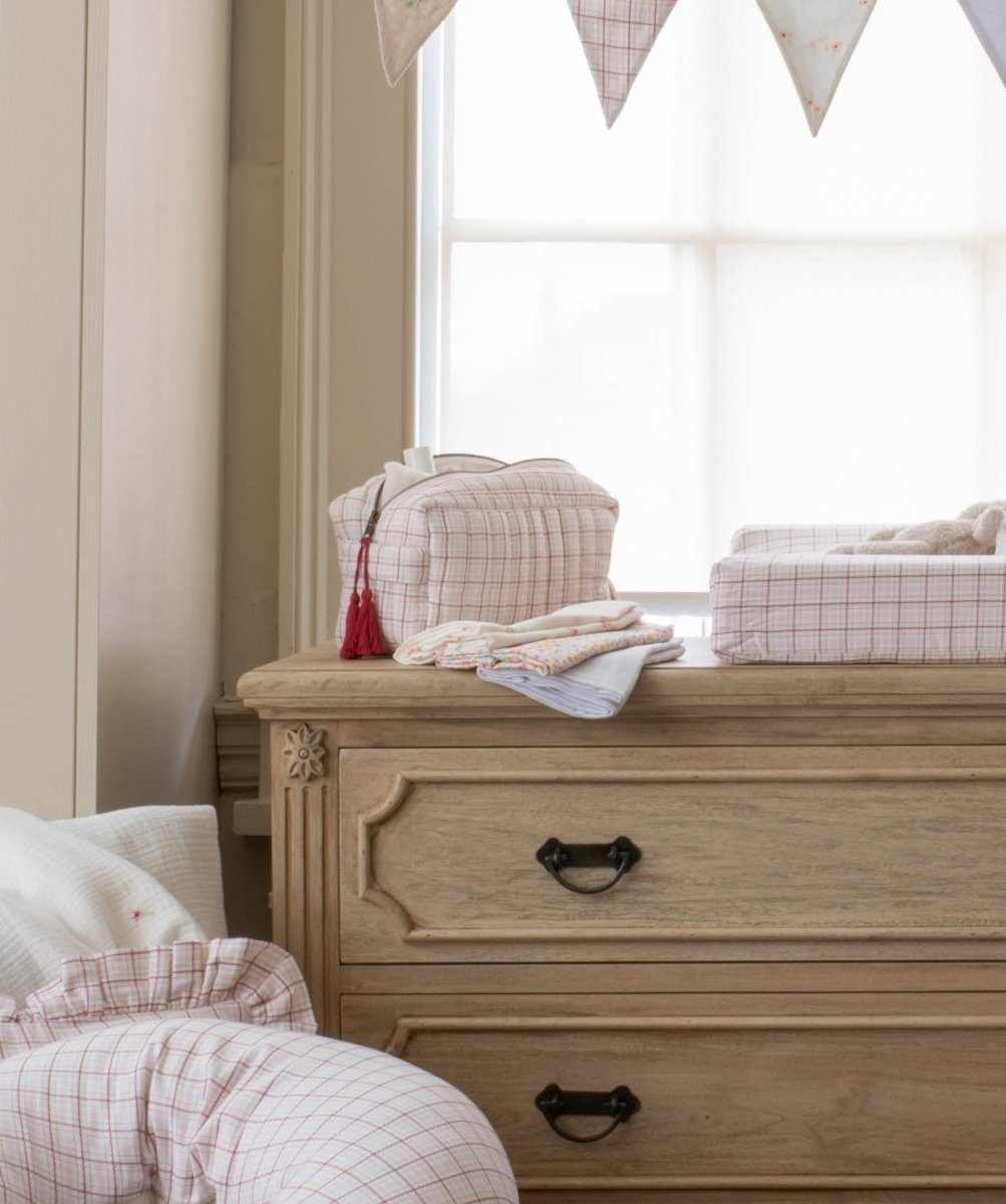 Wash bag - Pink Check – Parent Accessories for children, available at Learning Bugs UK