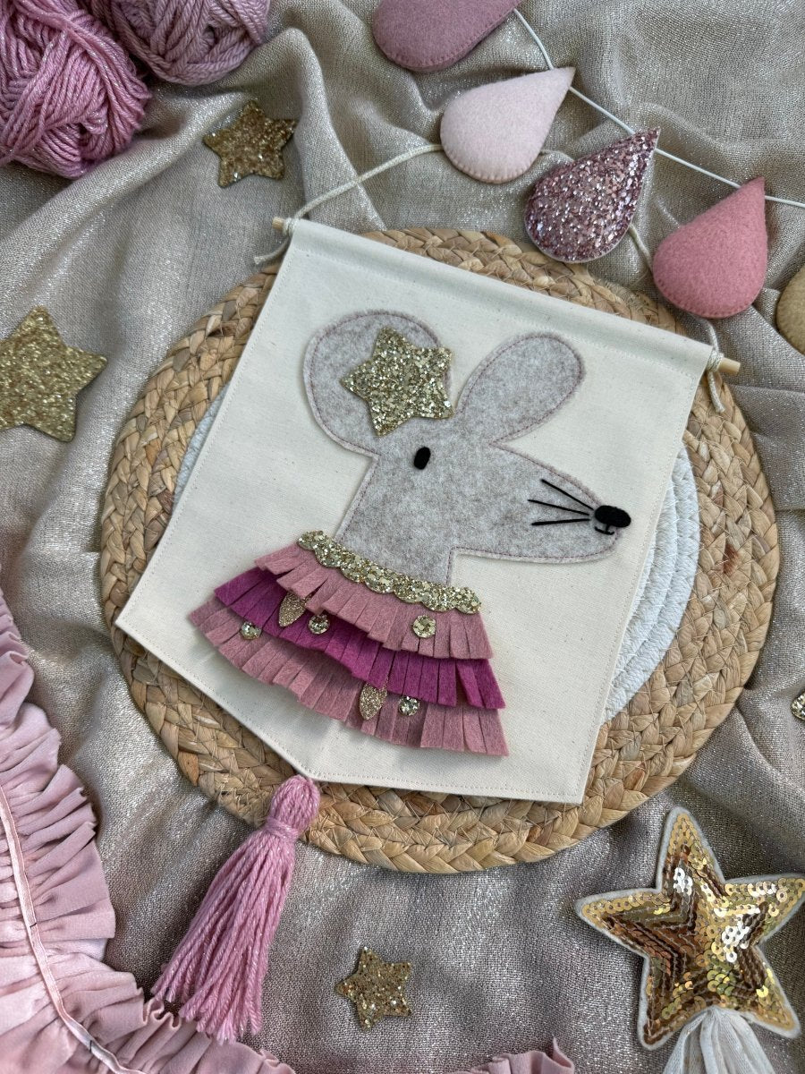 Embellished Tilly Mouse Wall Hanging – for children, available at Learning Bugs UK