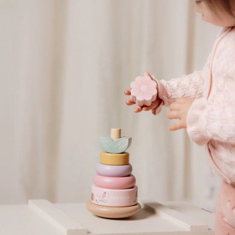 Little Dutch Wooden Rocking Ring Stacker - Fairy Garden – for children, available at Learning Bugs UK
