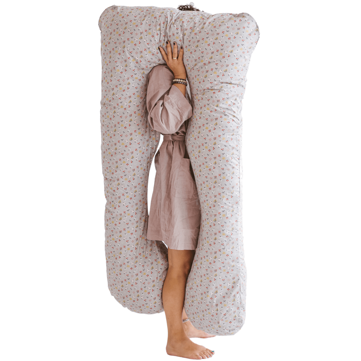 MINICAMP U-Shaped Pregnancy Pillow with Organic Cover in Grey | Kapok & Latex Blend or PES Filling – Body Pillows U Shaped for children, available at Learning Bugs UK