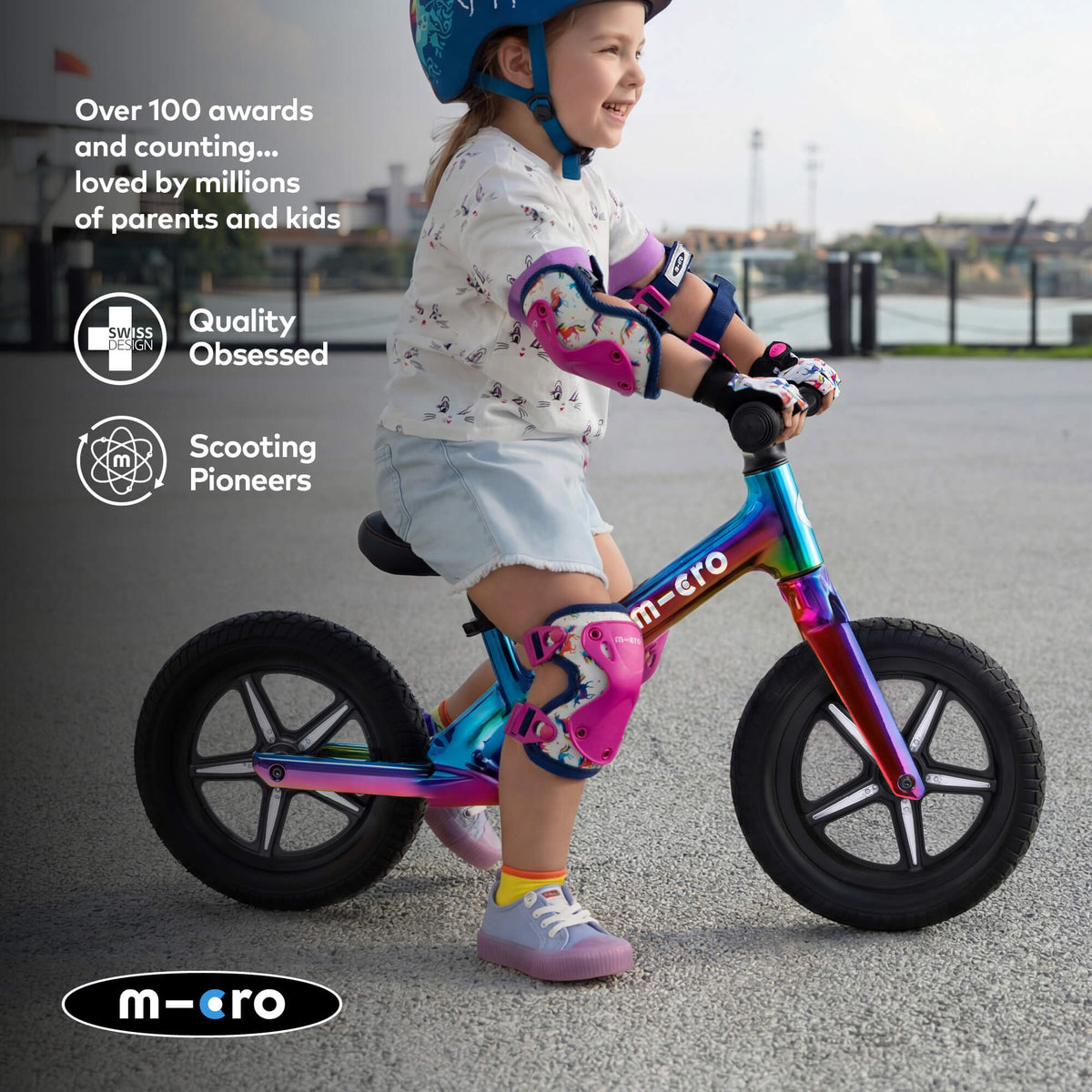 Micro Scooters Micro Balance Bike Ultra LED Neochrome – Balance Bikes for children, available at Learning Bugs UK