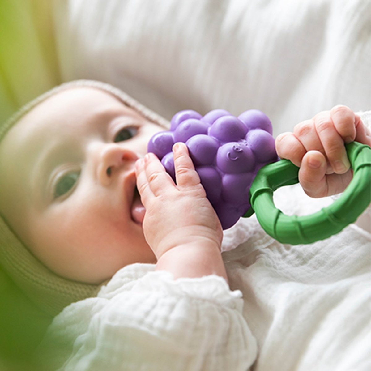 Oli & Carol Grape Baby Rattle & Teether – Baby Rattles for children, available at Learning Bugs UK