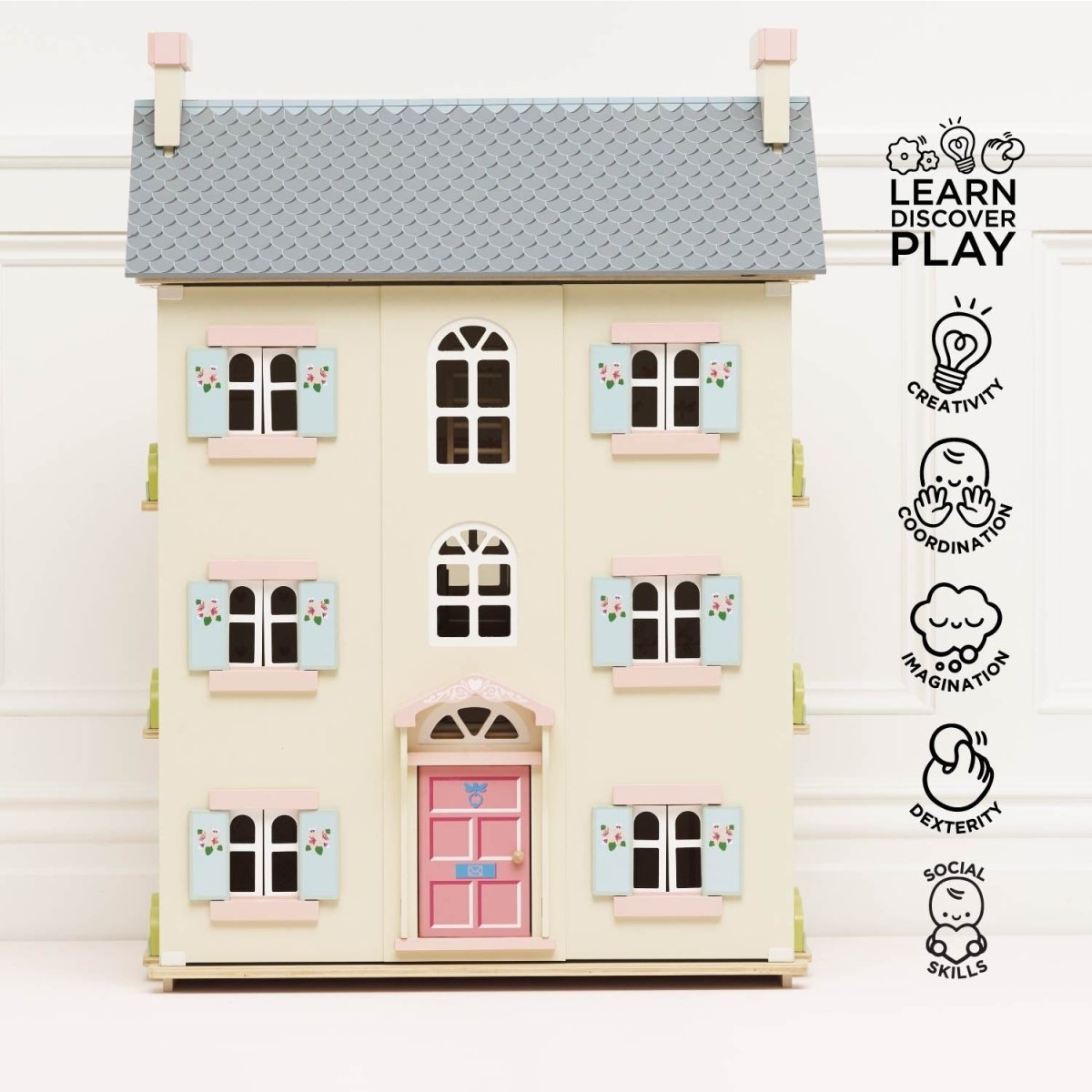 Cherry Tree Hall Wooden Dolls House – Dollhouses for children, available at Learning Bugs UK