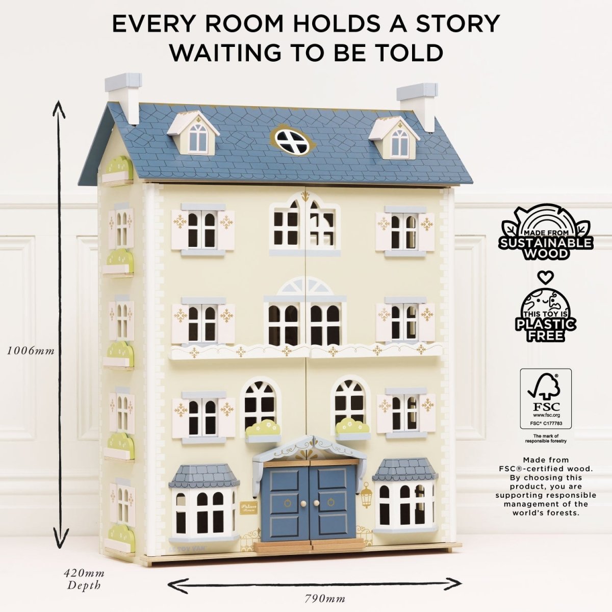 Palace Wooden Dolls House – Dollhouses for children, available at Learning Bugs UK