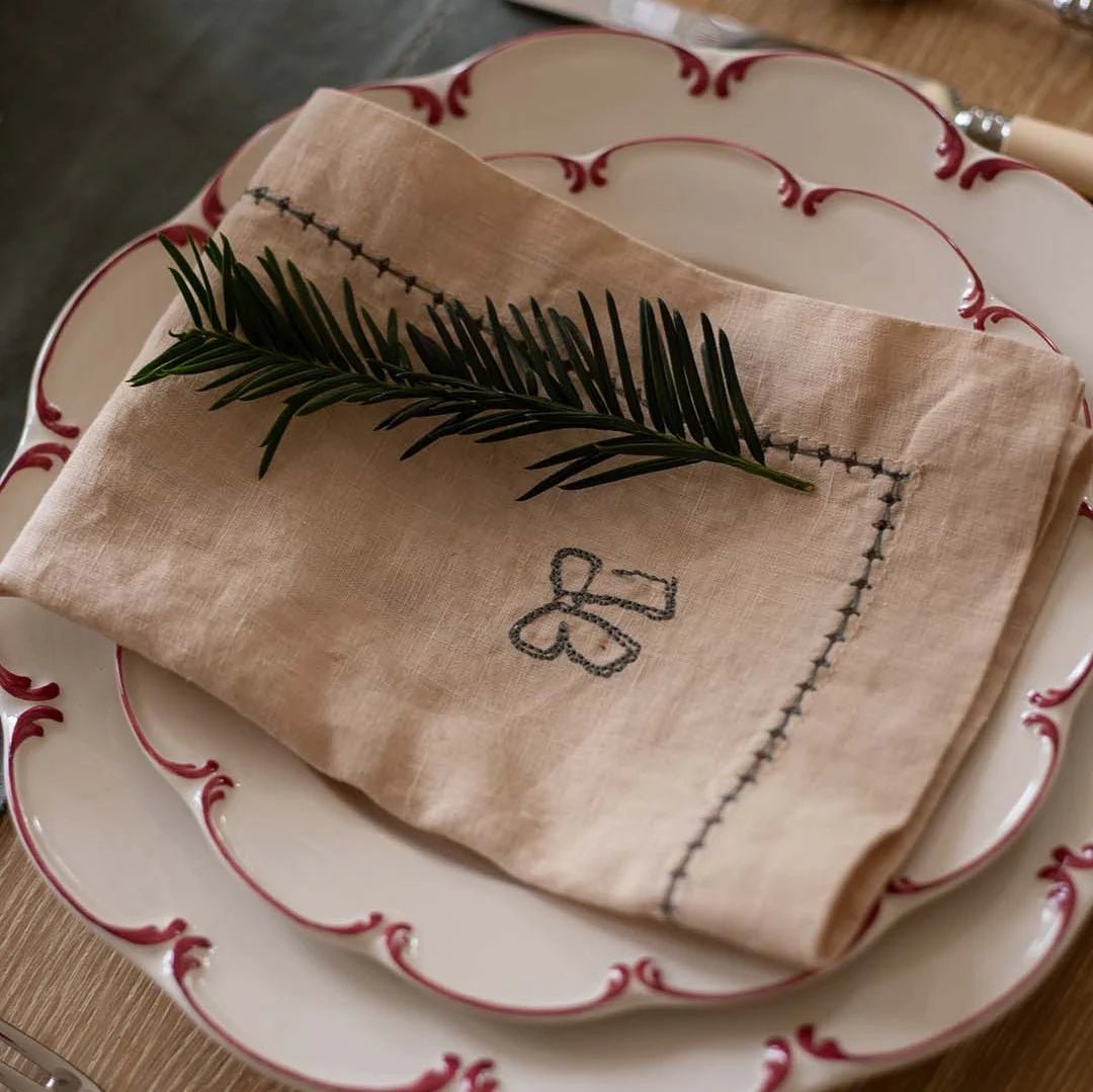 Buy Embroidered Linen Napkins, Set of 4 - Natural | Christmas for kids by Learning Bugs UK