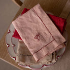 Buy Embroidered Linen Napkins, Set of 4 - Plaster Pink | Christmas for kids by Learning Bugs UK