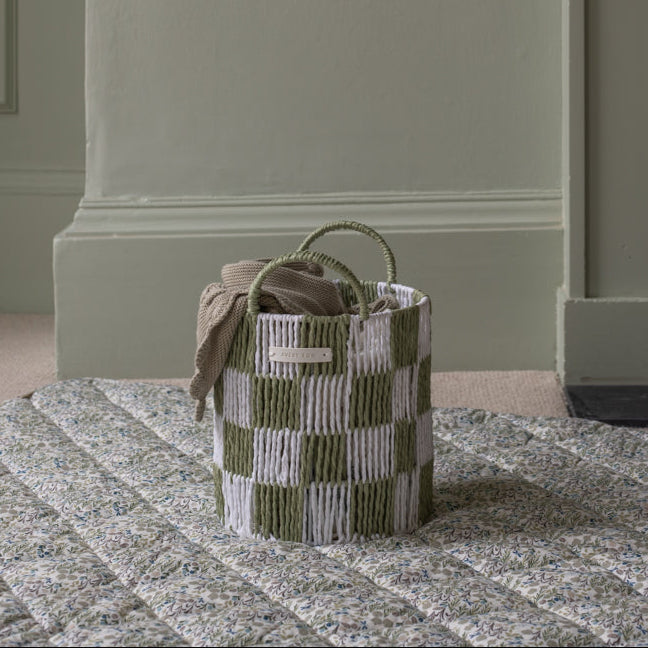 Checkerboard Storage Basket Small - Sage