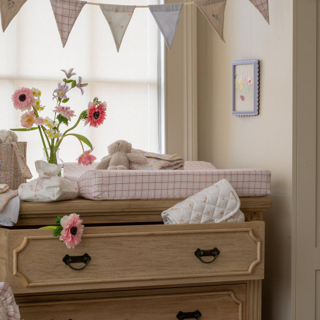 Baby Changing Mat - Pink Check