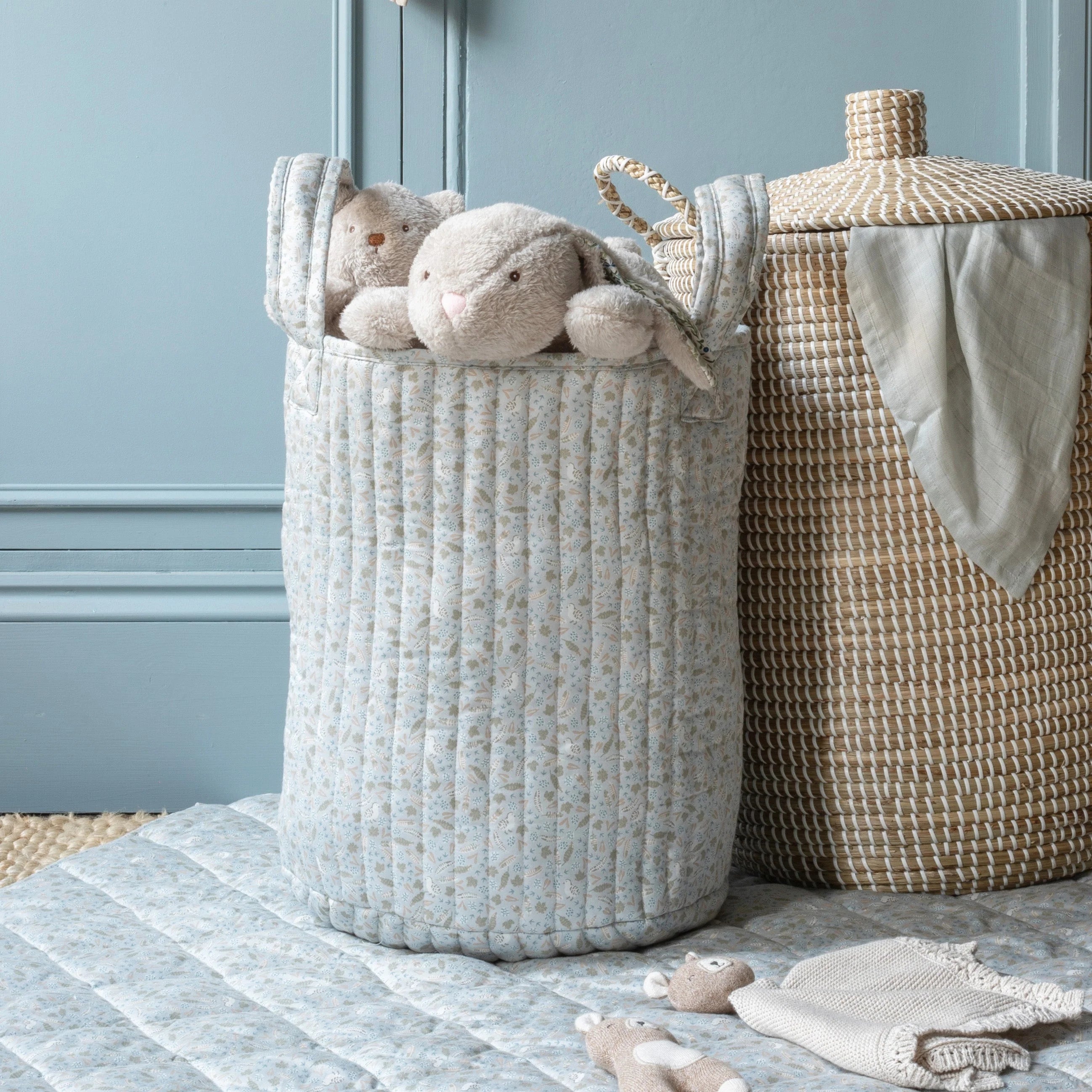 Buy Large Quilted Storage Basket - Nature Trail / Stripe | Storage for kids by Learning Bugs UK