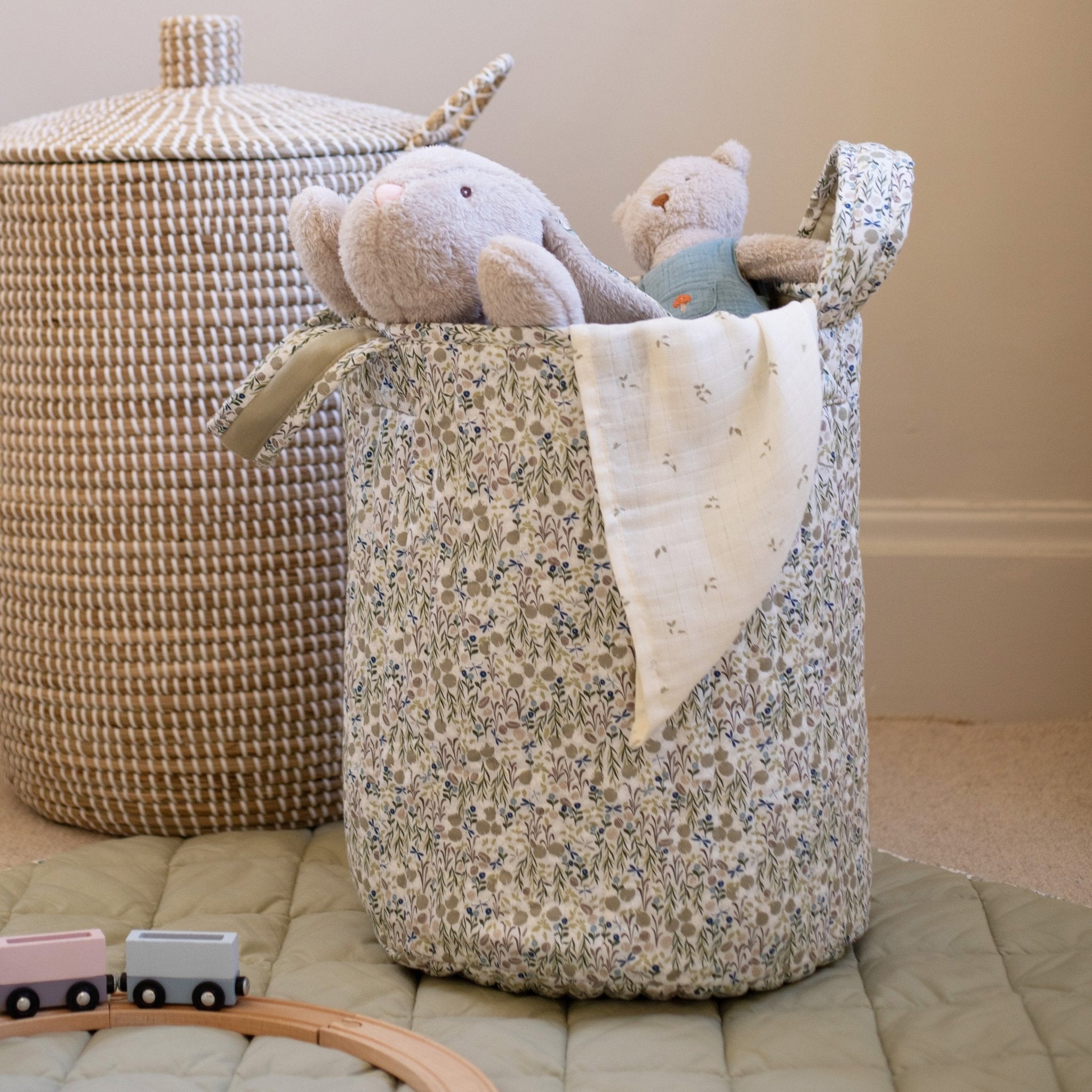 Buy Large Quilted Storage Basket - Riverbank / Willow | Storage for kids by Learning Bugs UK