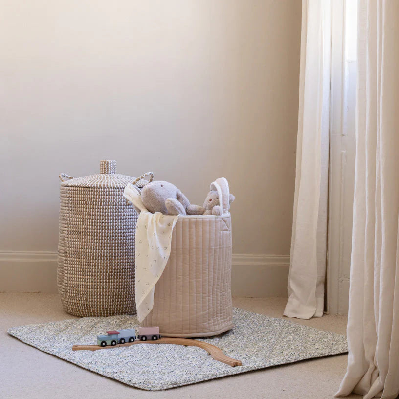 Large Quilted Storage Basket - Nettle Scatter / Birch