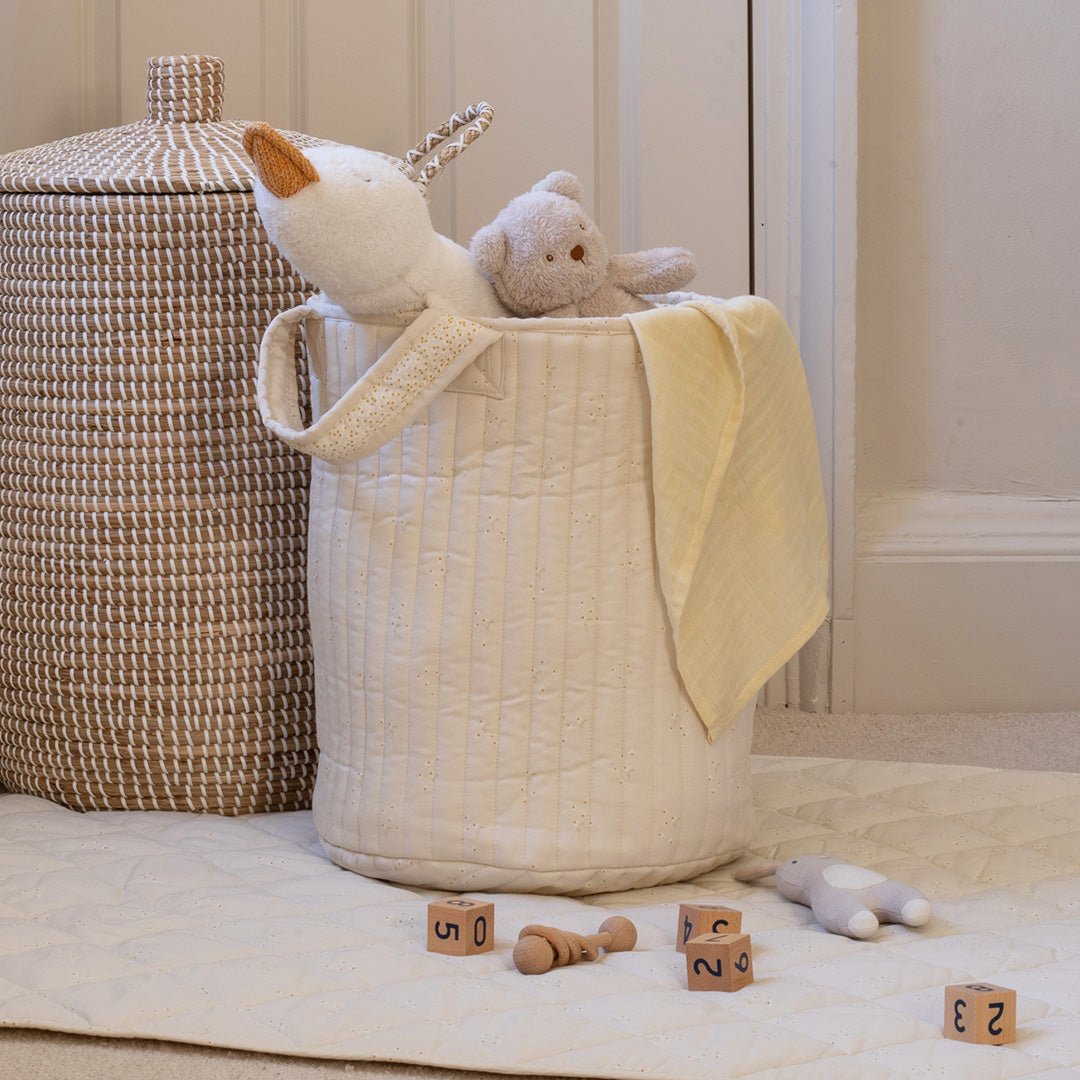 Buy Large Quilted Storage Basket - Wild Chamomile / Daisy Meadow | Storage for kids by Learning Bugs UK