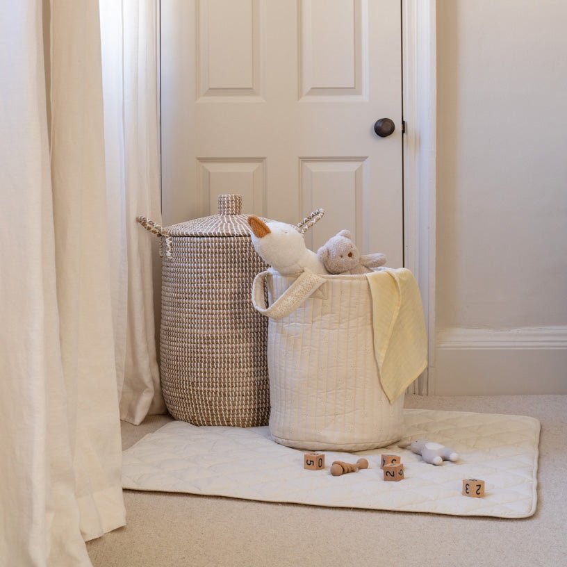 Buy Large Quilted Storage Basket - Wild Chamomile / Daisy Meadow | Storage for kids by Learning Bugs UK