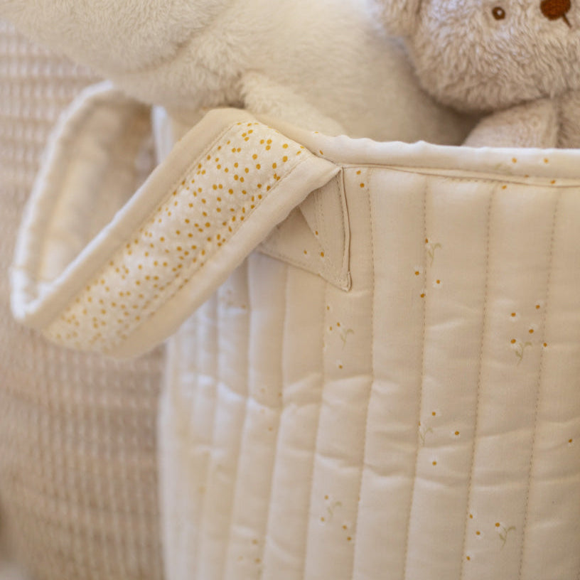 Large Quilted Storage Basket - Wild Chamomile / Daisy Meadow
