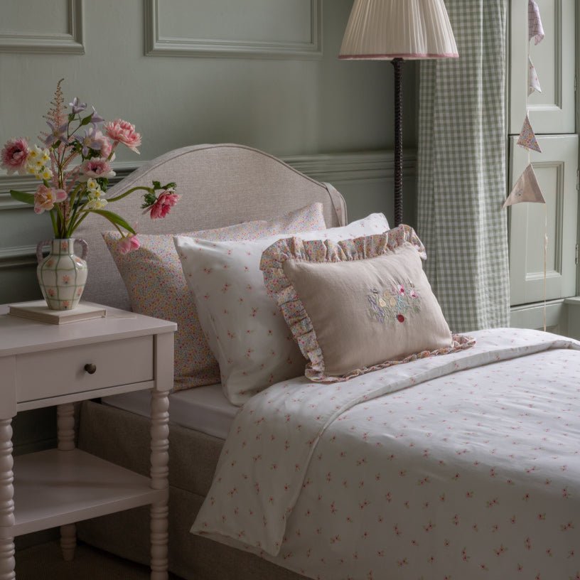 Buy Rectangle Linen Frill Cushion - Wildflower Garden | for kids by Learning Bugs UK