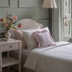 Buy Square Linen Frill Cushion - Pink Check | for kids by Learning Bugs UK