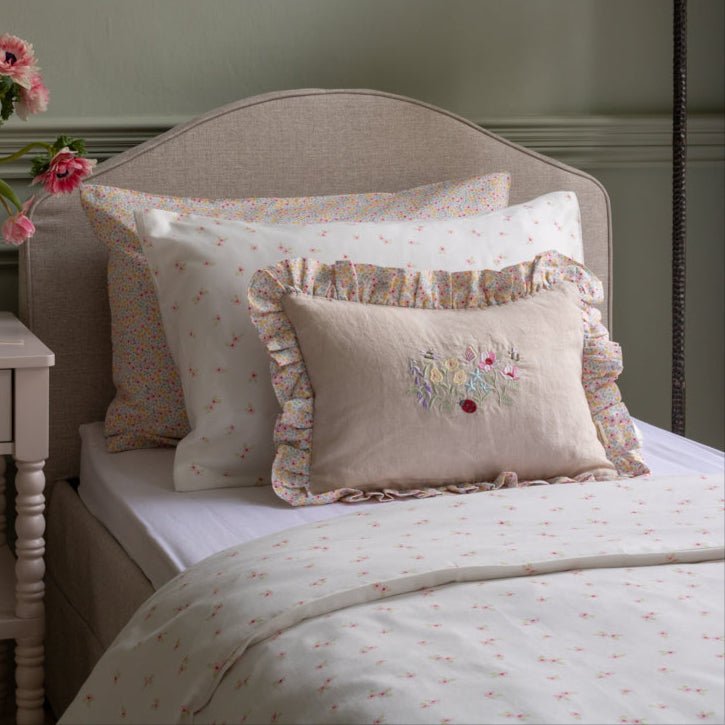 Buy Rectangle Linen Frill Cushion - Wildflower Garden | for kids by Learning Bugs UK