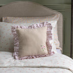 Buy Square Linen Frill Cushion - Pink Check | for kids by Learning Bugs UK