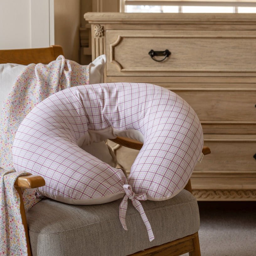 Buy Nursing Pillow - Pink Check | Parent Accessories for kids by Learning Bugs UK