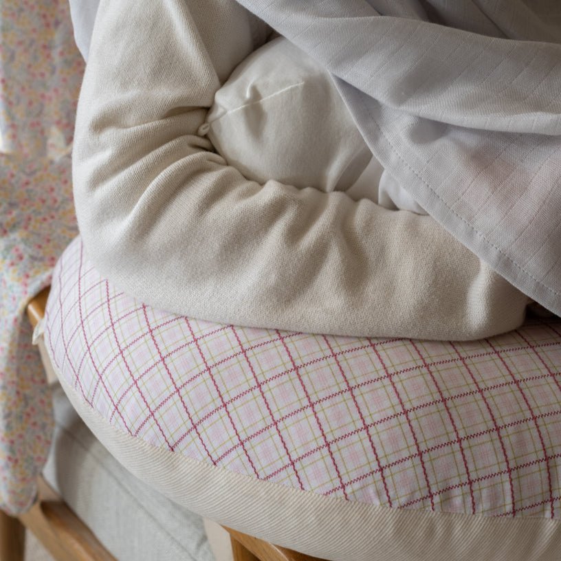 Buy Nursing Pillow - Pink Check | Parent Accessories for kids by Learning Bugs UK