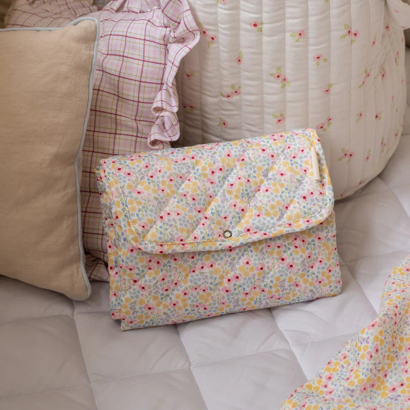 Cotton Travel Baby Changing Mat - Wildflower Garden