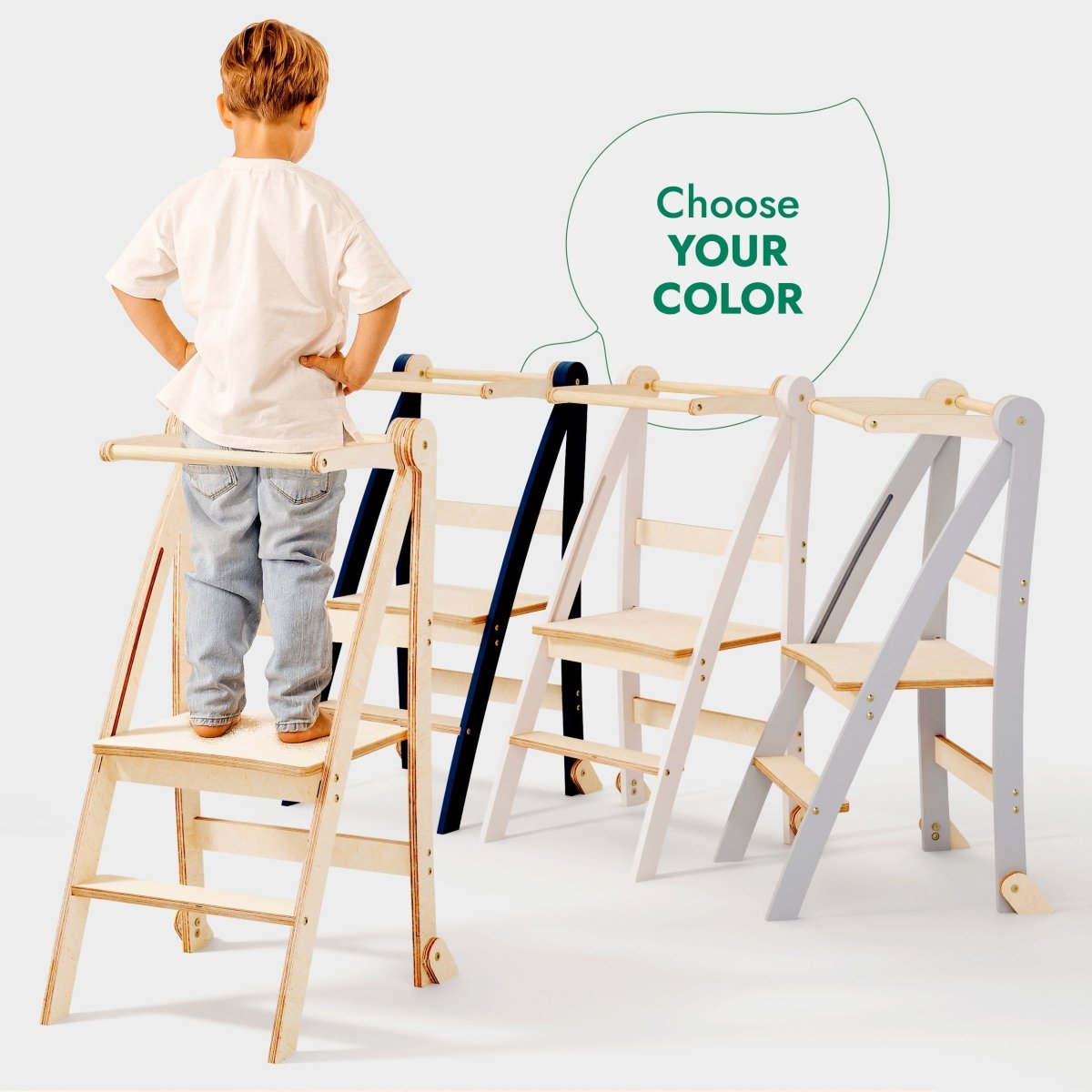 Goodevas Montessori Helper Tower – Grey – Learning Towers for children, available at Learning Bugs UK