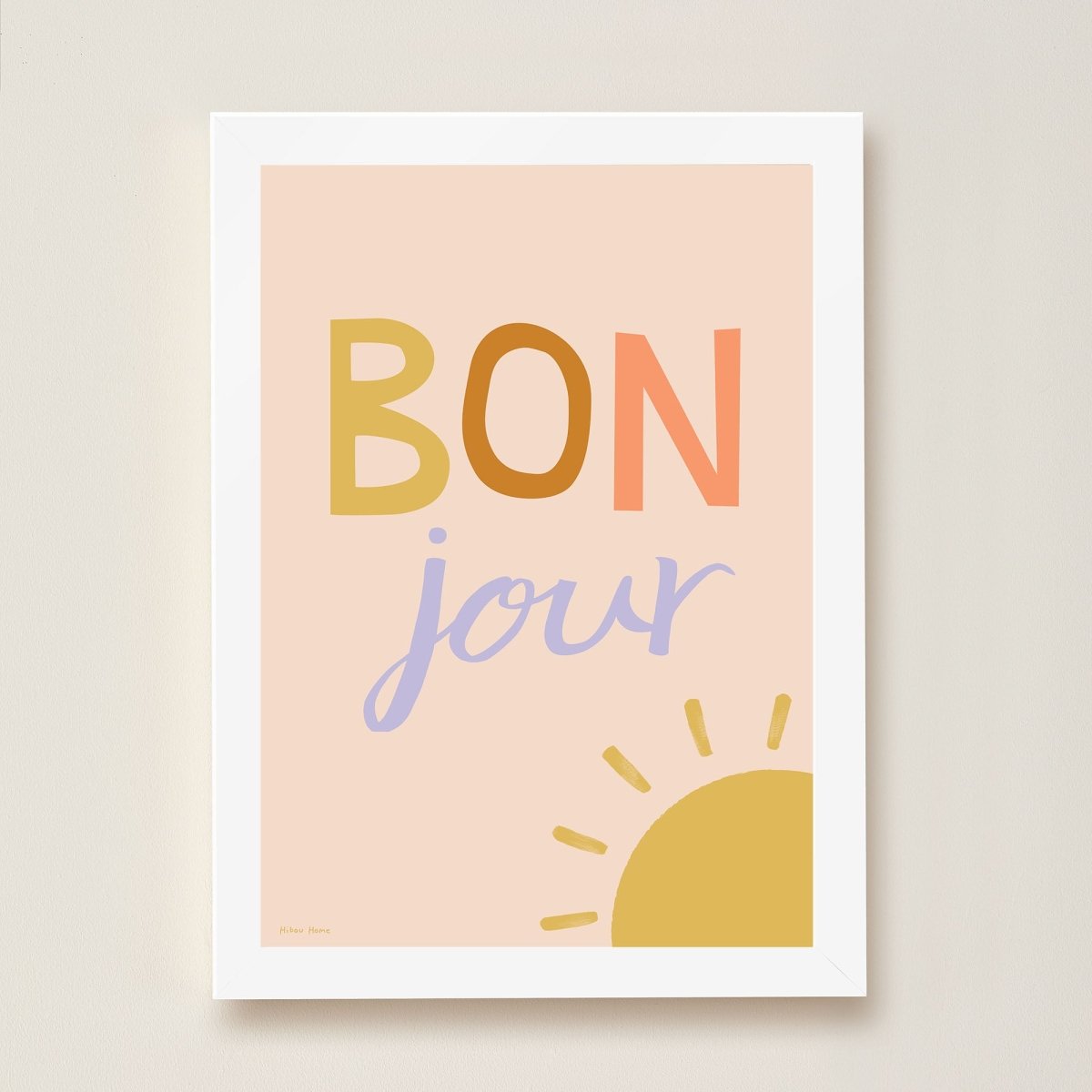 Hibou Design Bonjour Art Print - Pink – Fine art for children, available at Learning Bugs UK