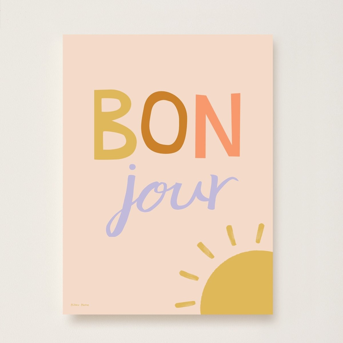 Hibou Design Bonjour Art Print - Pink – Fine art for children, available at Learning Bugs UK