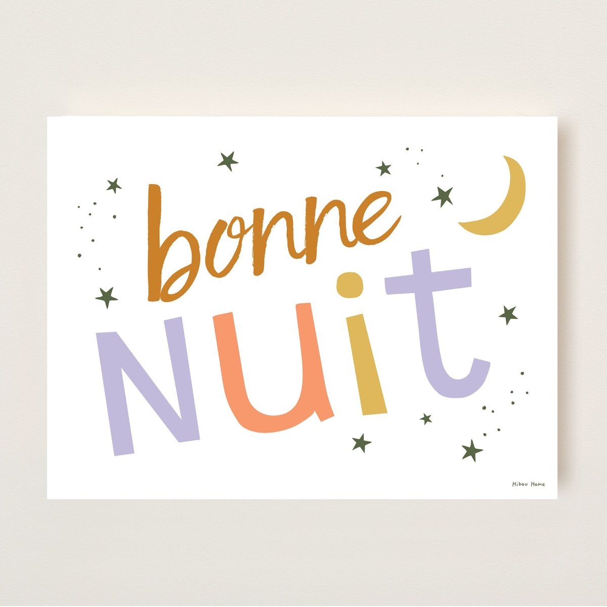 Hibou Design Bonne Nuit Art Print - Confetti White – Fine art for children, available at Learning Bugs UK