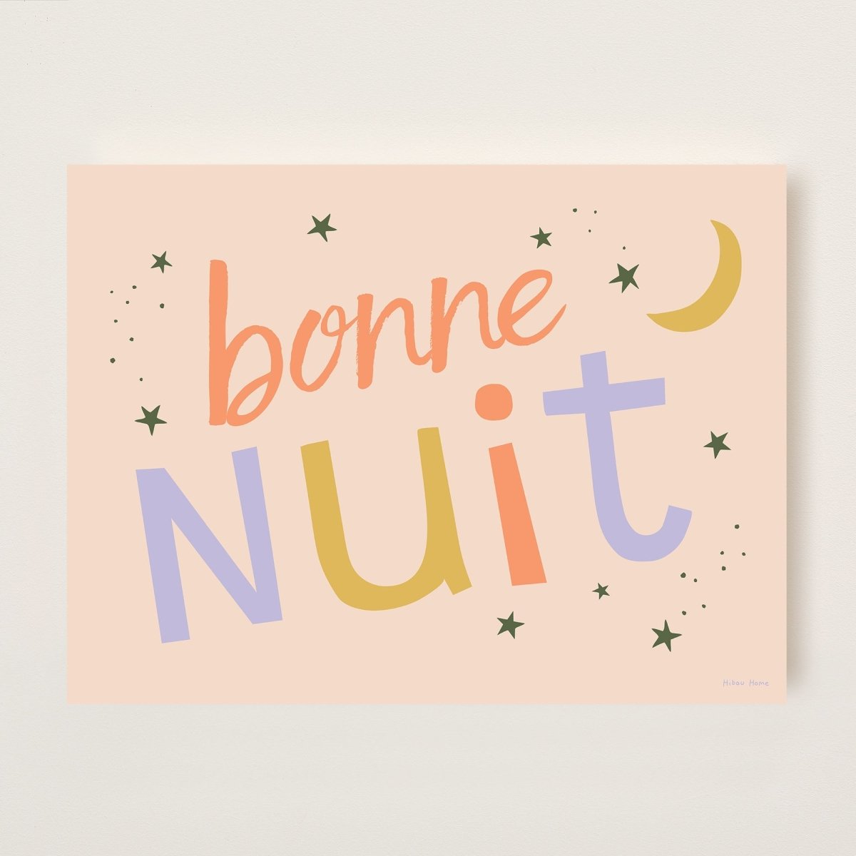 Hibou Design Bonne Nuit Art Print - Confetti Pink – Fine art for children, available at Learning Bugs UK