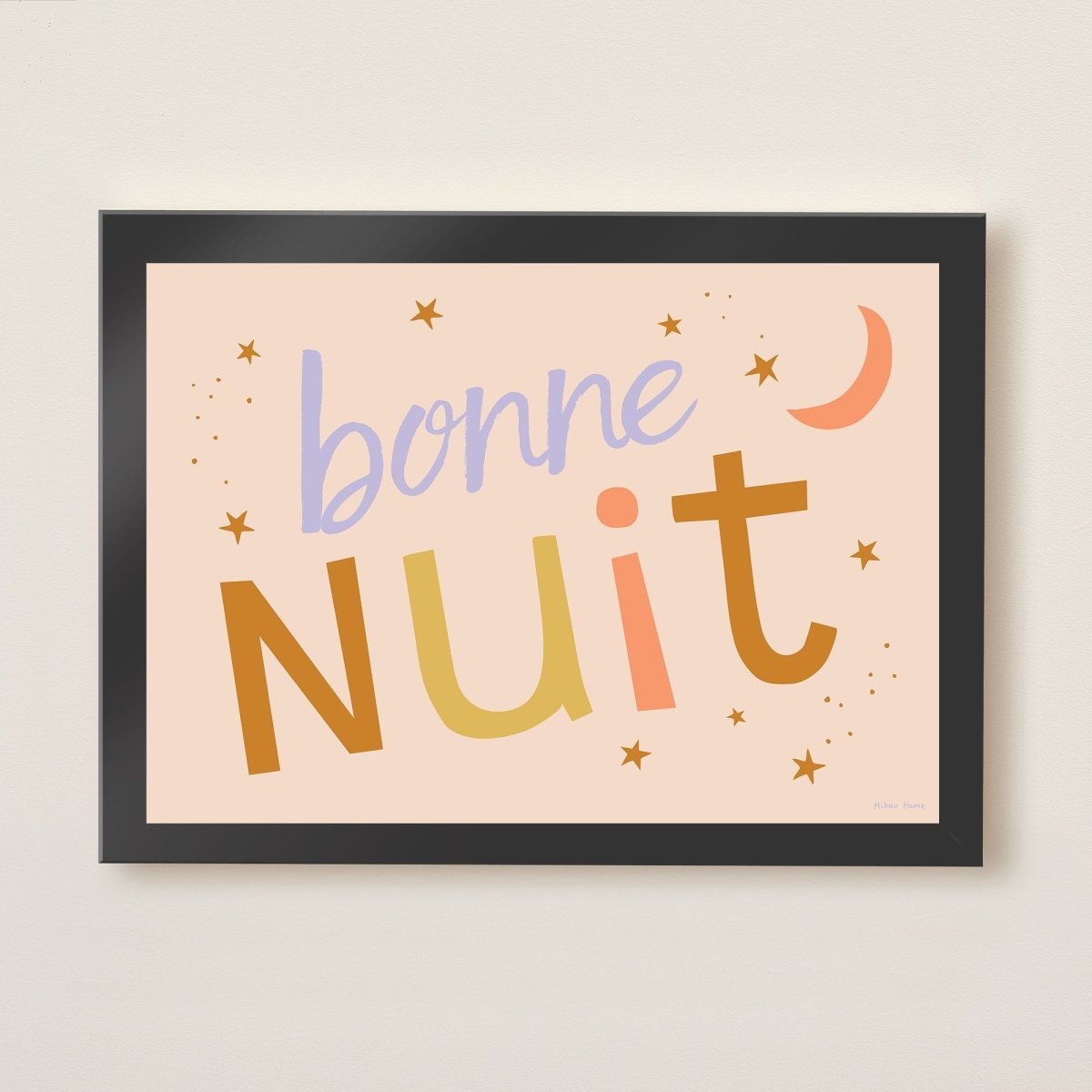 Hibou Design Bonne Nuit Art Print - Pink Toffee – Fine art for children, available at Learning Bugs UK