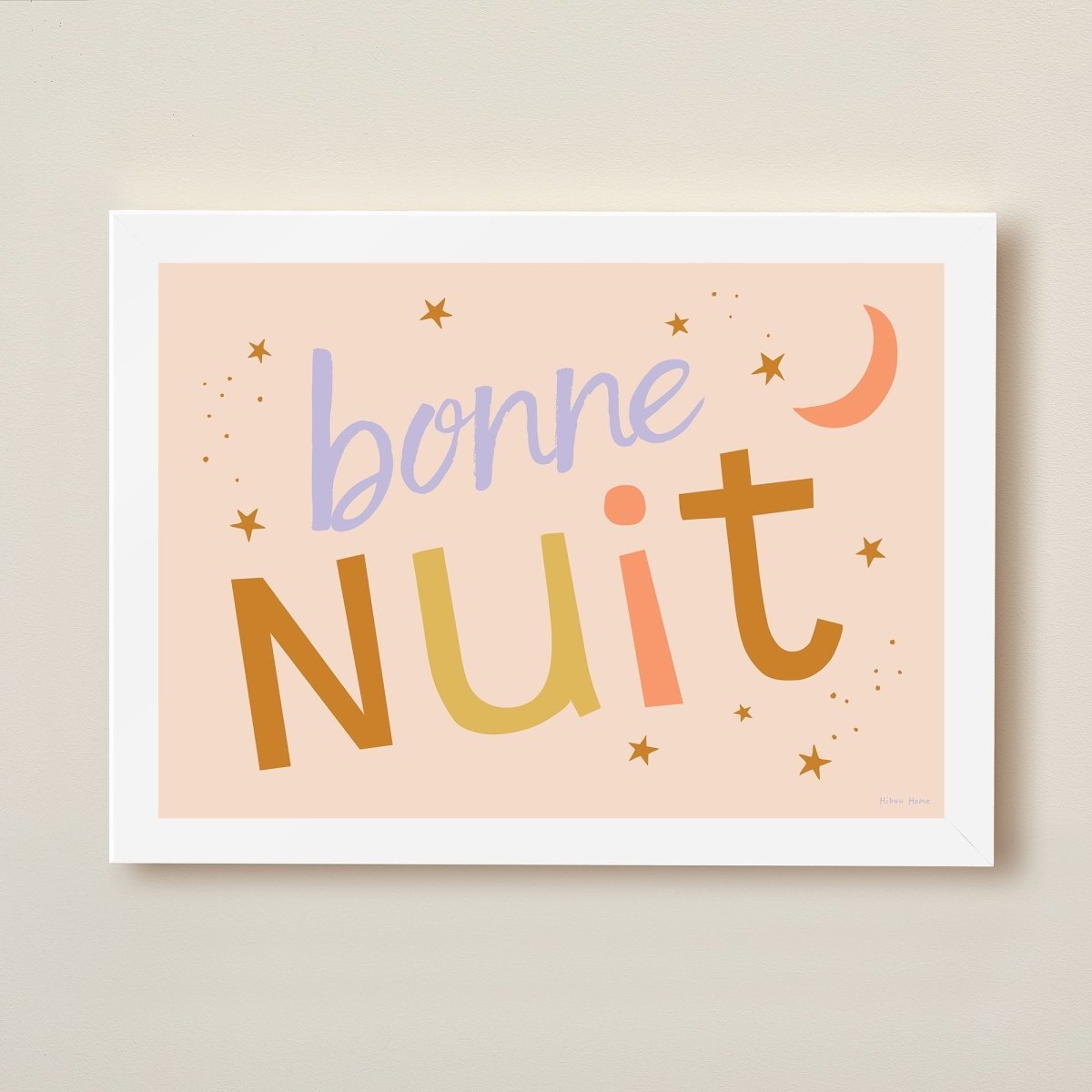 Hibou Design Bonne Nuit Art Print - Pink Toffee – Fine art for children, available at Learning Bugs UK