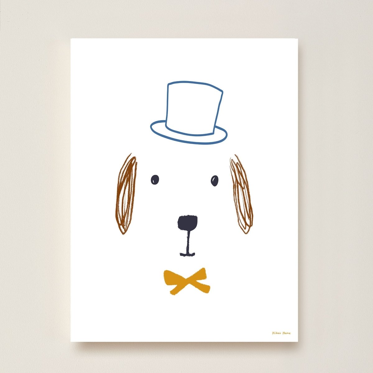 Hibou Design Bruno Dog Art Print - White – Fine art for children, available at Learning Bugs UK