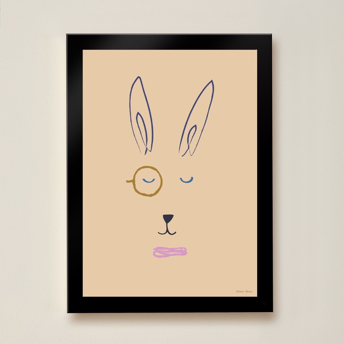Hibou Design Hector Hare Art Print - Plaster Pink – Fine art for children, available at Learning Bugs UK