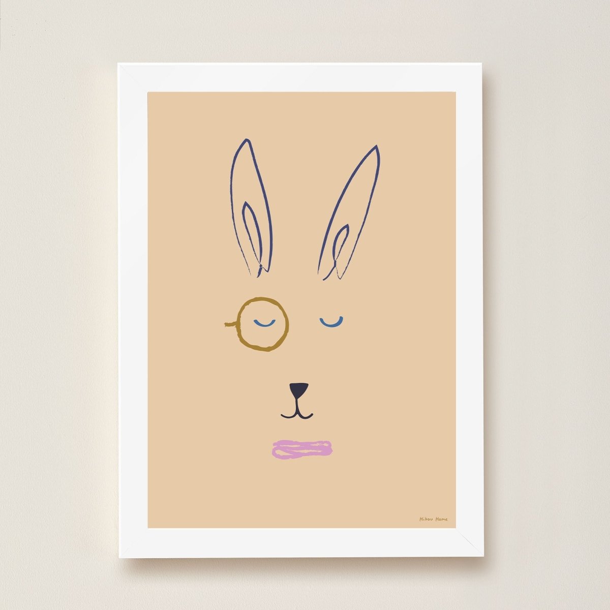 Hibou Design Hector Hare Art Print - Plaster Pink – Fine art for children, available at Learning Bugs UK