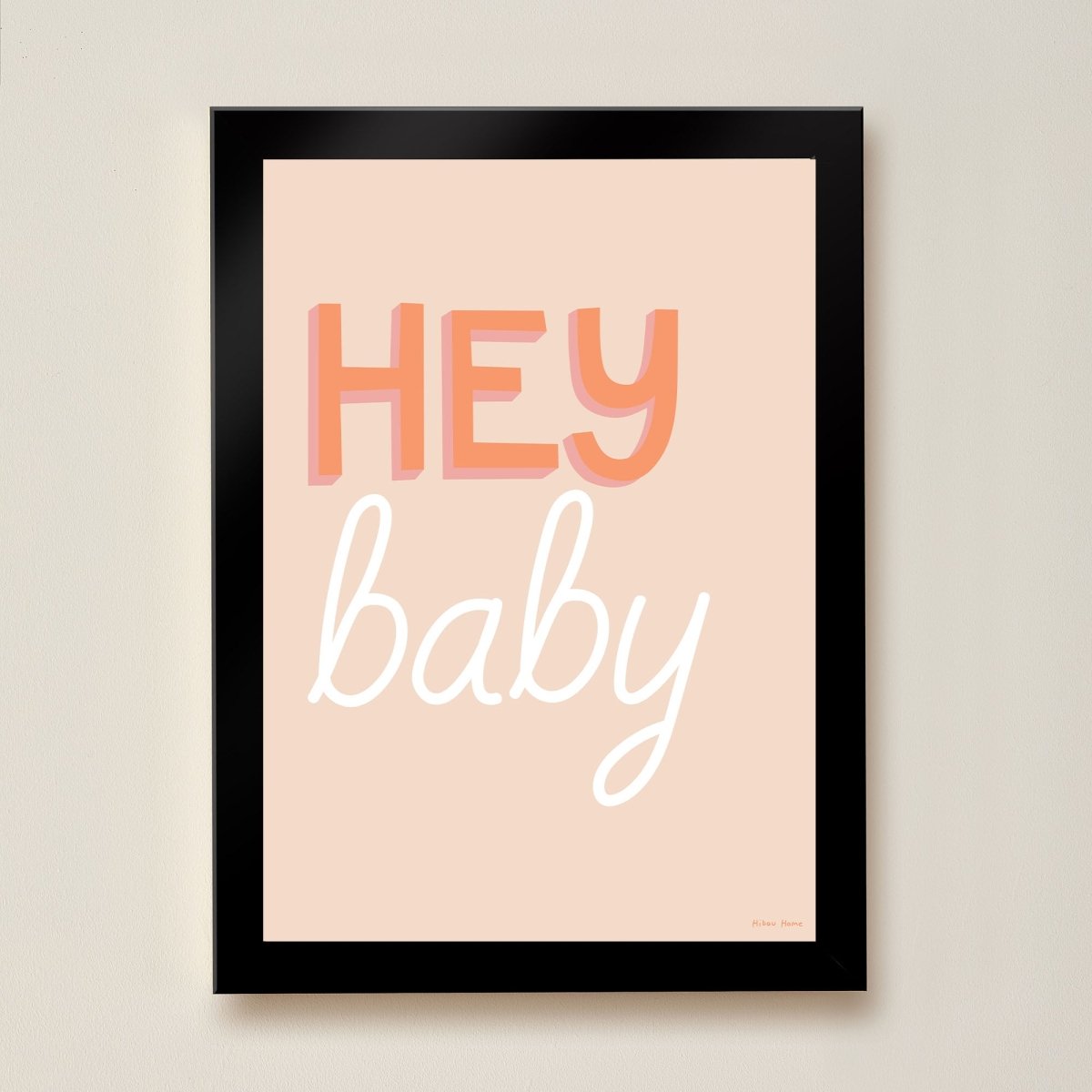 Hibou Design Hey Baby Art Print - Coral – Fine art for children, available at Learning Bugs UK