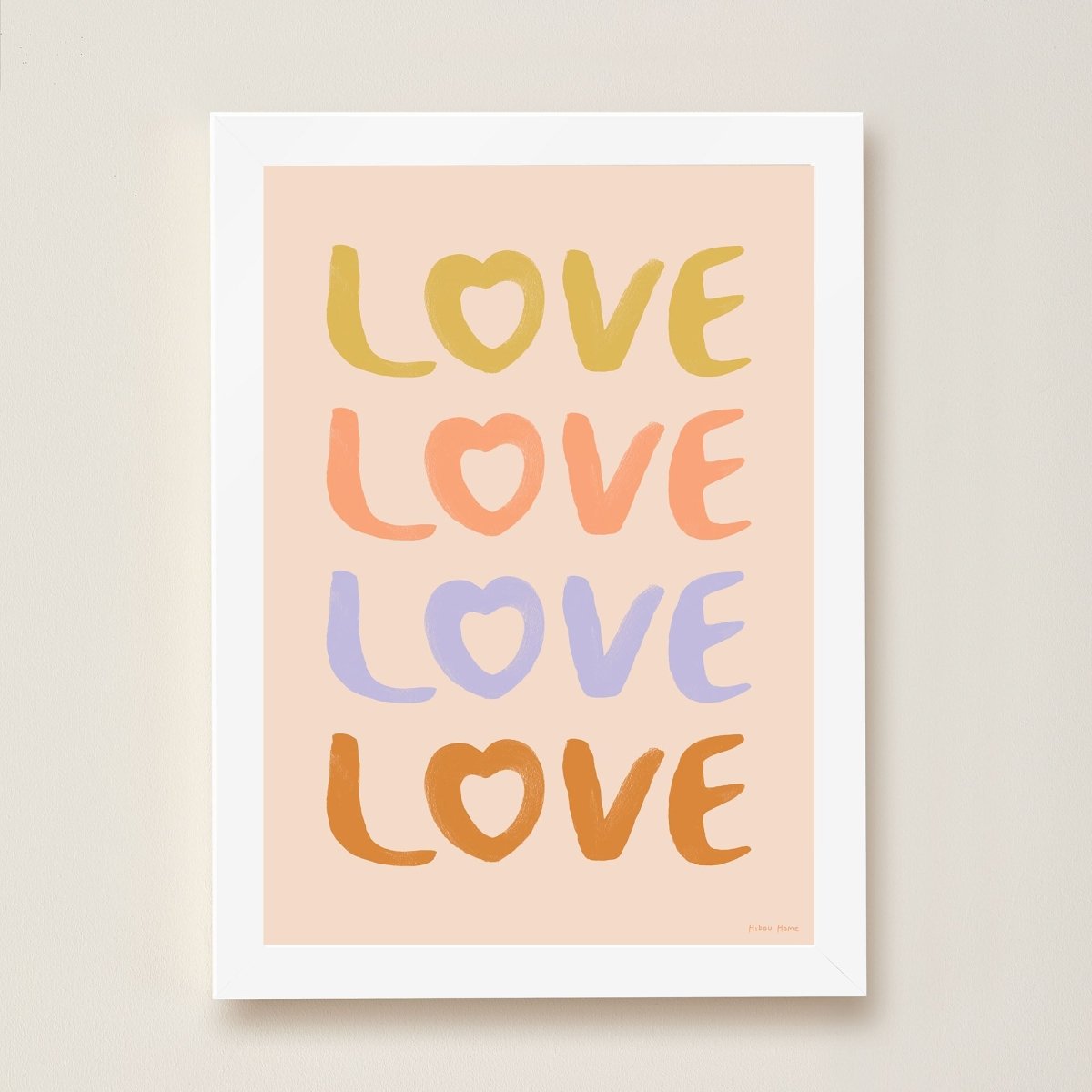 Hibou Design LOVE Art Print - Pink – Fine art for children, available at Learning Bugs UK
