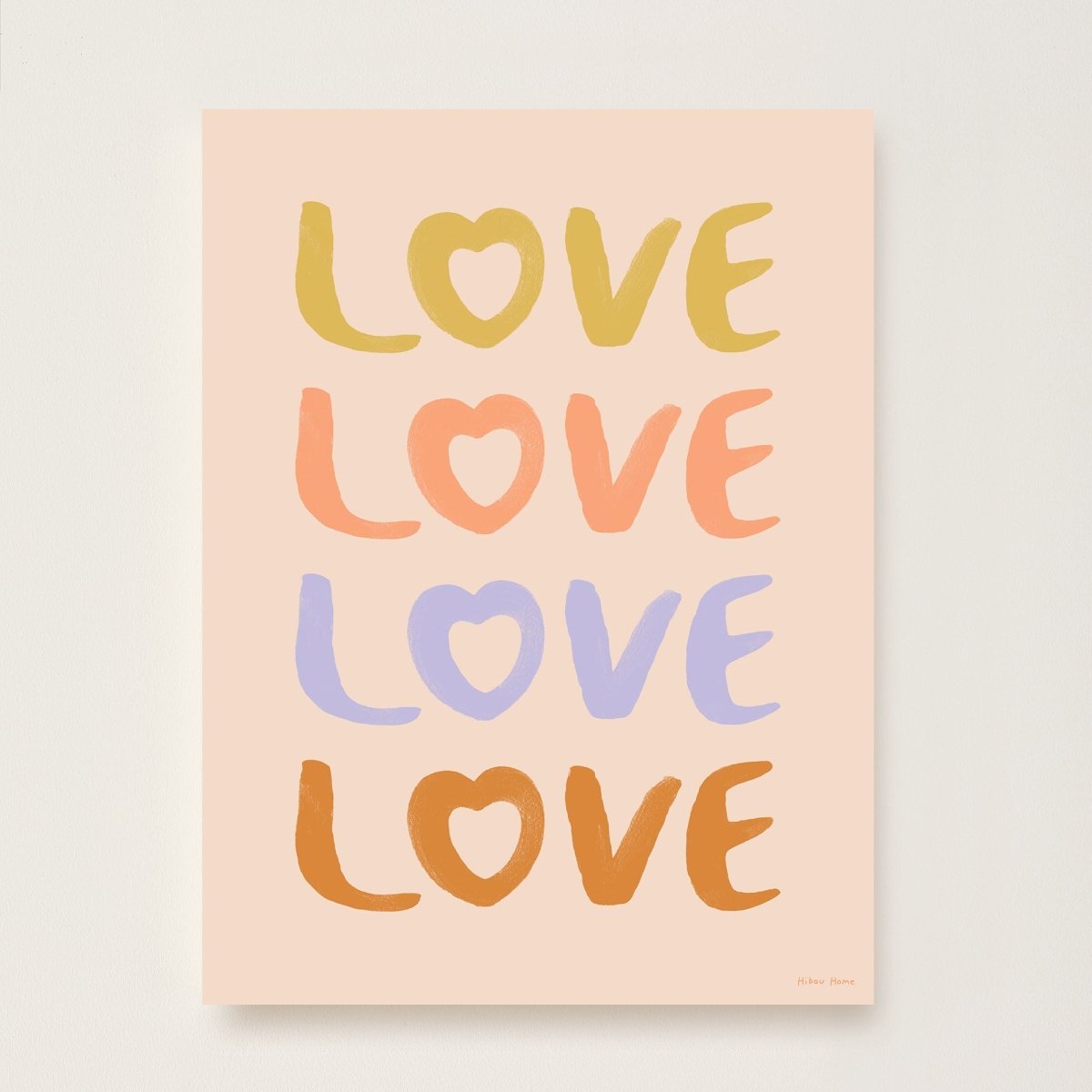 Hibou Design LOVE Art Print - Pink – Fine art for children, available at Learning Bugs UK