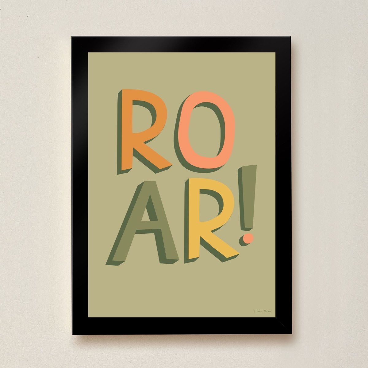 Hibou Design ROAR! Art Print - Khaki – Fine art for children, available at Learning Bugs UK