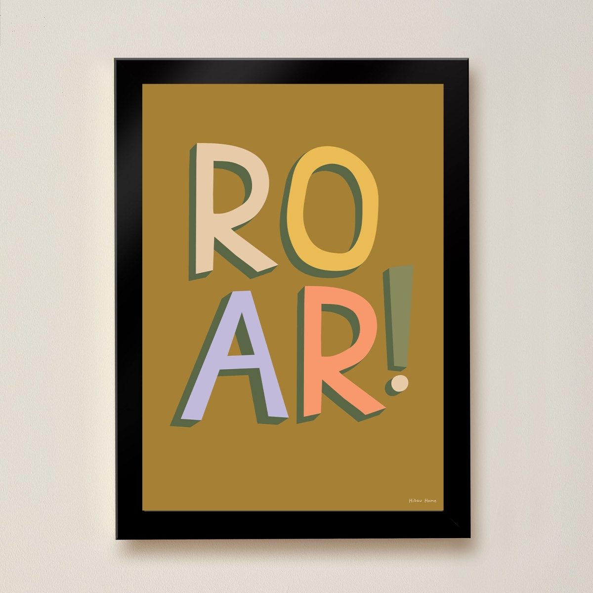 Hibou Design ROAR! Art Print - Olive – Fine art for children, available at Learning Bugs UK