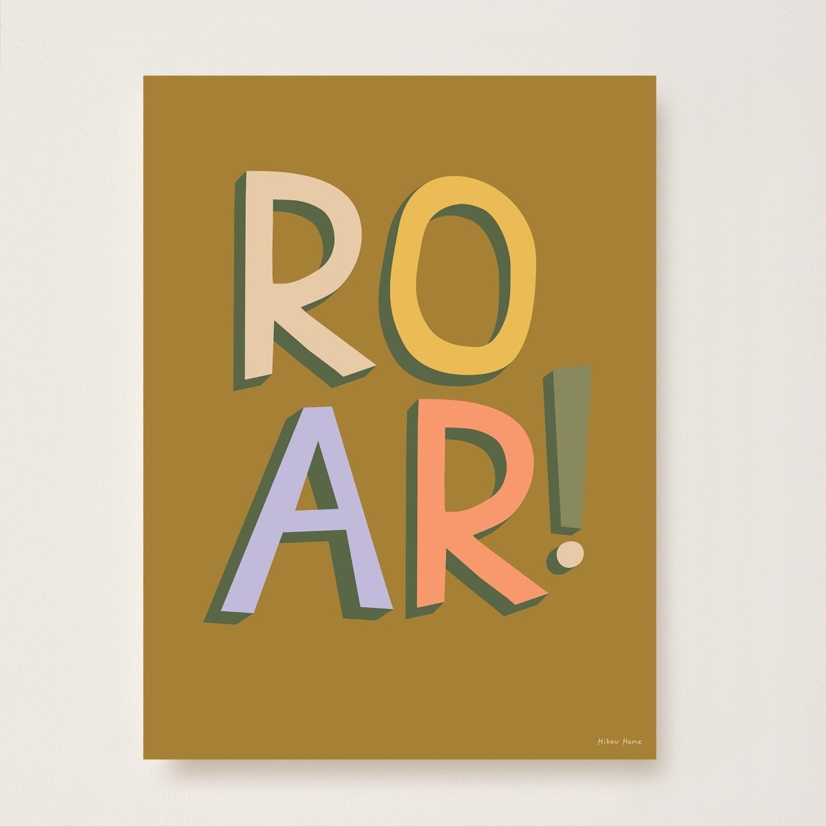 Hibou Design ROAR! Art Print - Olive – Fine art for children, available at Learning Bugs UK
