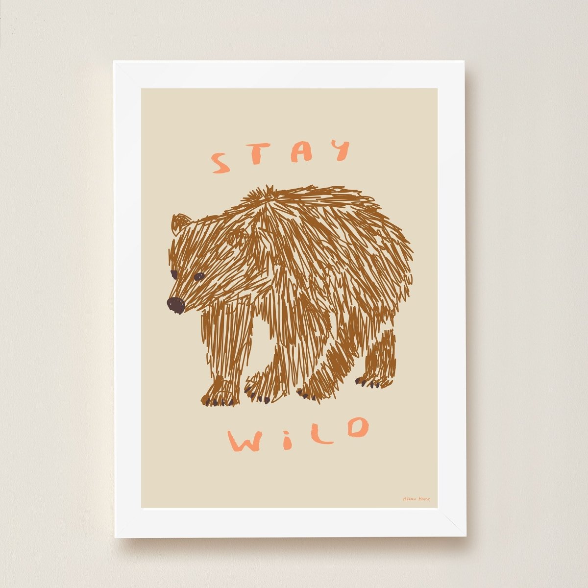 Hibou Design Stay Wild Art Print - Taupe – Fine art for children, available at Learning Bugs UK