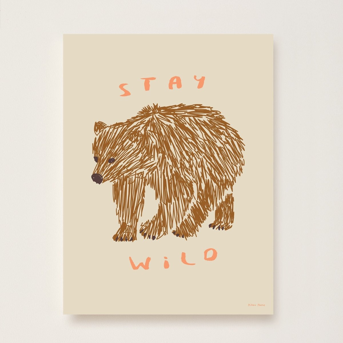 Hibou Design Stay Wild Art Print - Taupe – Fine art for children, available at Learning Bugs UK