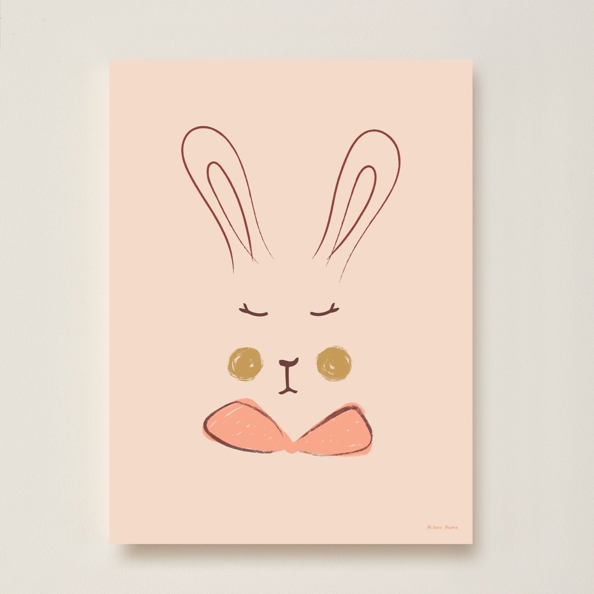 Hibou Design Sylvie Rabbit Art Print - Coral – Fine art for children, available at Learning Bugs UK