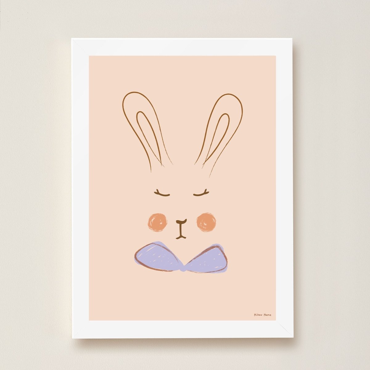 Hibou Design Sylvie Rabbit Art Print - Lilac – Fine art for children, available at Learning Bugs UK