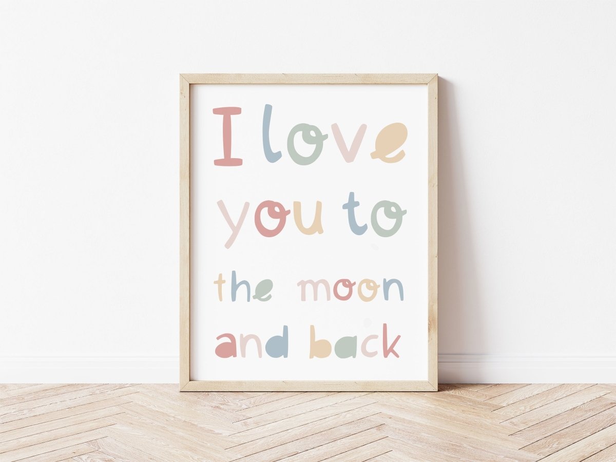 I Love You to the Moon and Back Print – for children, available at Learning Bugs UK
