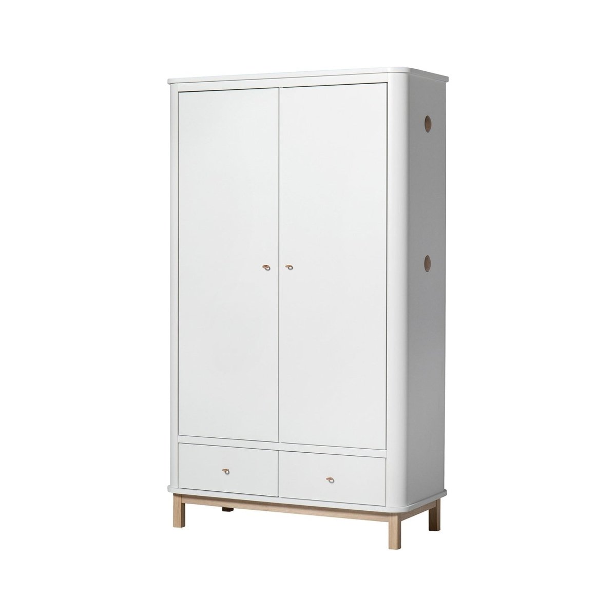 Oliver Furniture Wood Wardrobe 2 Doors - White/Oak – Wardrobes for children, available at Learning Bugs UK